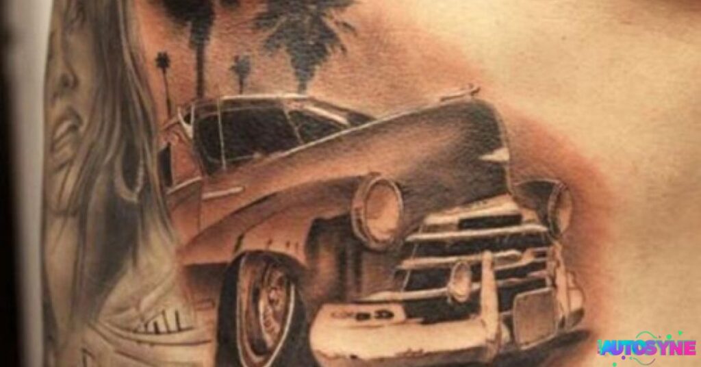 Car with Scenery Tattoo Designs